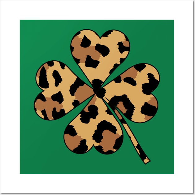 St Patricks Day Leopard, Leopard Shamrock ,Clover, Irish Wall Art by DonVector